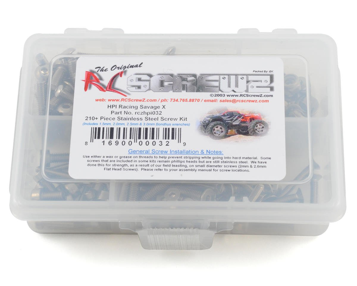 RCZHPI032 RC Screwz HPI Savage X Stainless Steel Screw Kit