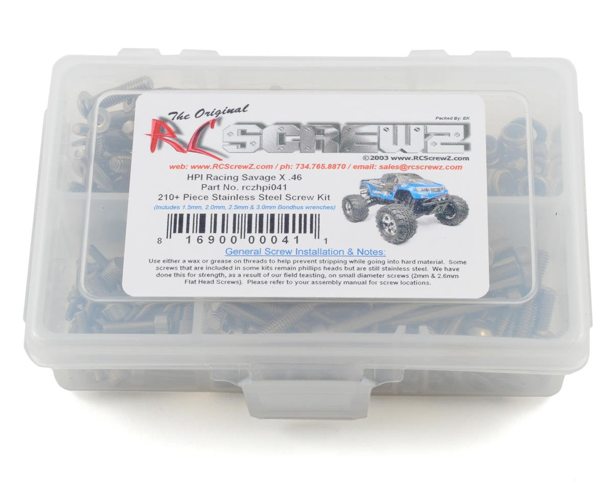 RCZHPI041 RC Screwz HPI Racing Savage X .46 Stainless Steel Screw Kit