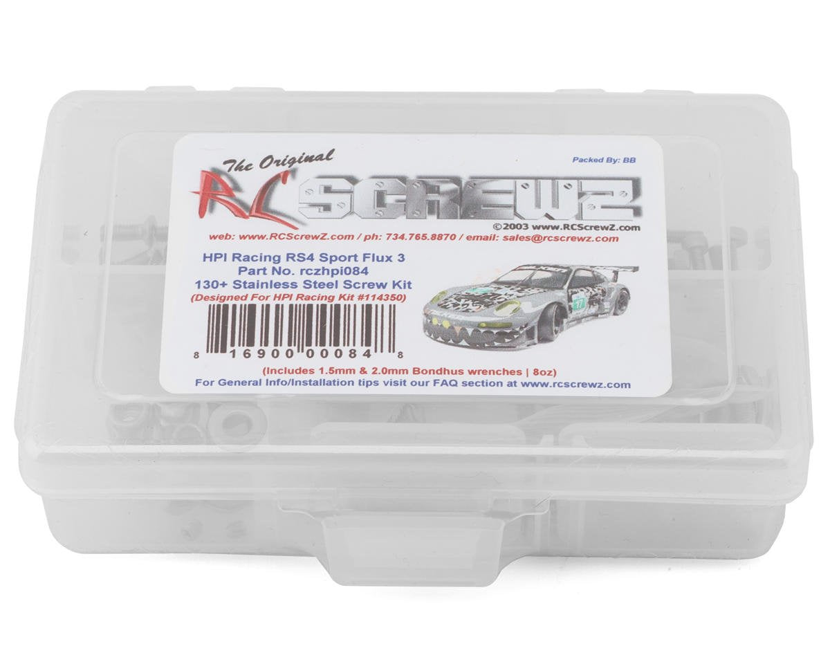 RCZHPI084 RC Screwz HPI Racing RS4 Sport 3 Flux Stainless Steel Screw Kit