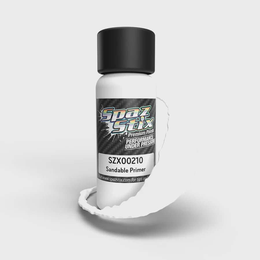 High Quality Sandable Primer, Airbrush Ready Paint, 2oz Bottle